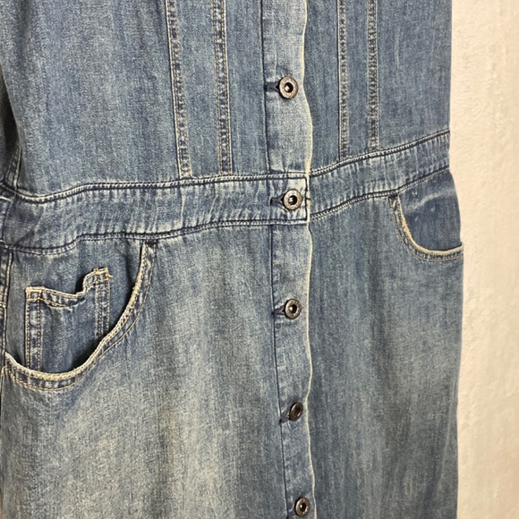Free People Denim Maxi Dress Vintage Button Down Sleeveless Sz 12 - Picture 13 of 13